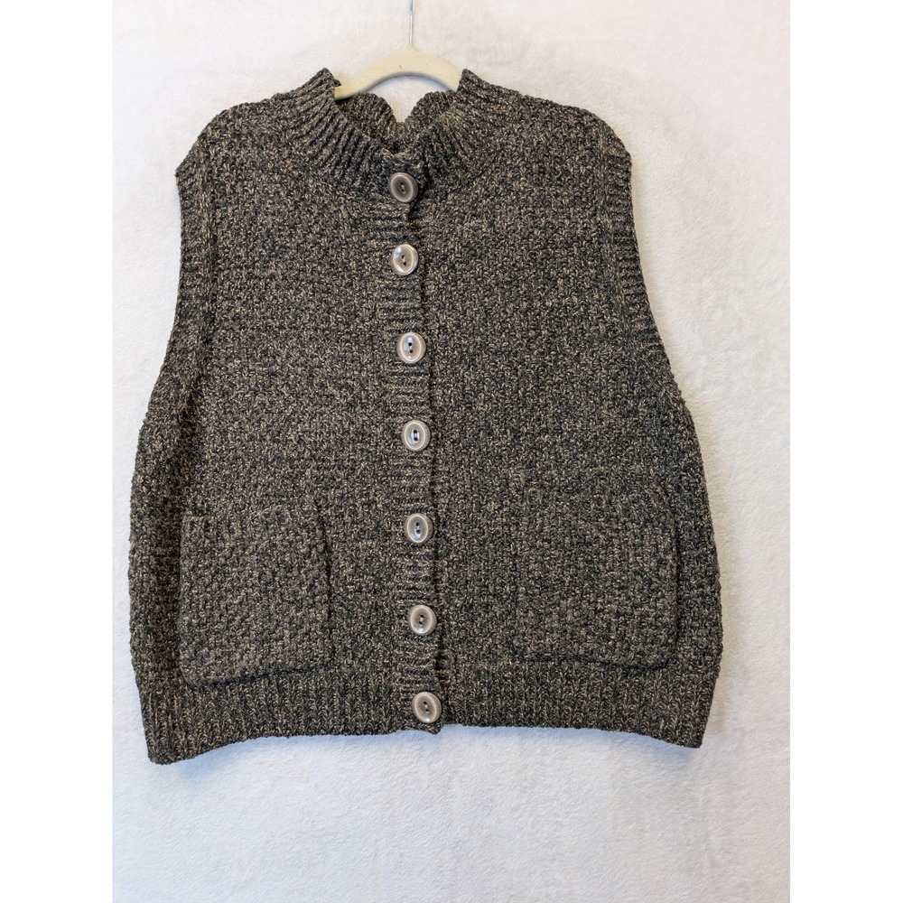Shein Curve Women 0XL Brown Marl Knit Button Front Sweater Vest